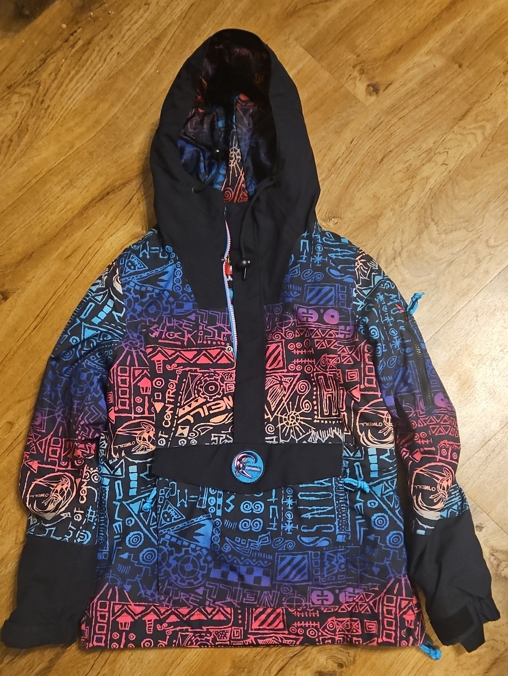 O'Neill Ski Jacket Small Frozen Wave PW 88 Snowboard Pockets Colorful